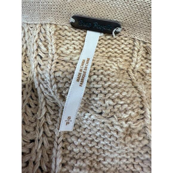 Free People Open Front Cable Knit Cardigan Sweater Small Beige Cotton - Picture 10 of 11